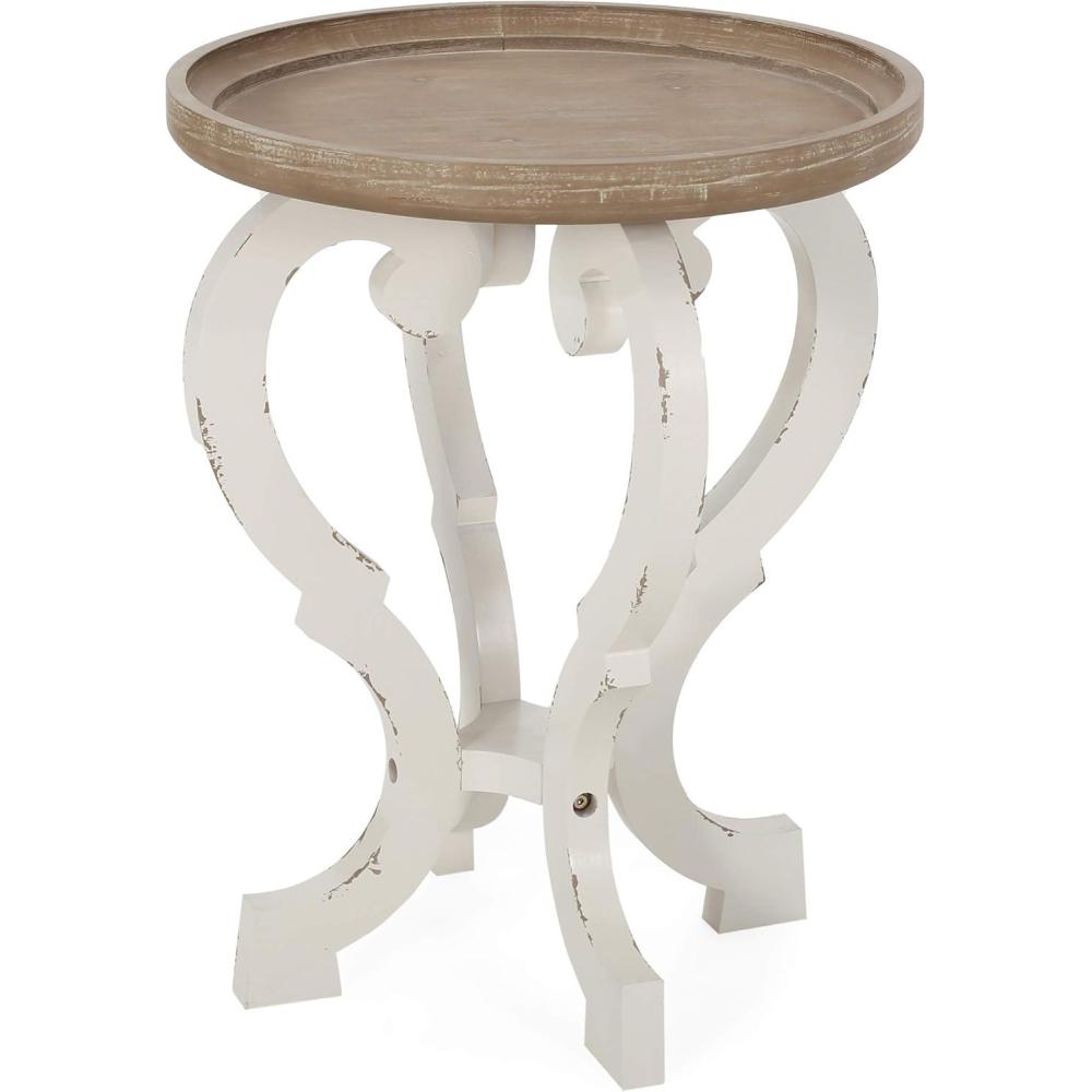 imageChristopher Knight Home Eleanor French Country Accent Table with Round Top NaturalNatural  Distressed White