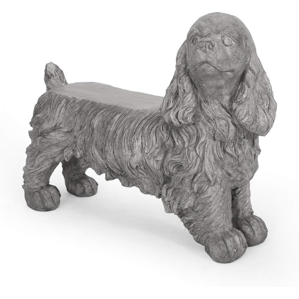 imageChristopher Knight Home Emersyn Outdoor Leopard Shaped Concrete Bench Antique Copper FinishSpaniel Dog Gray