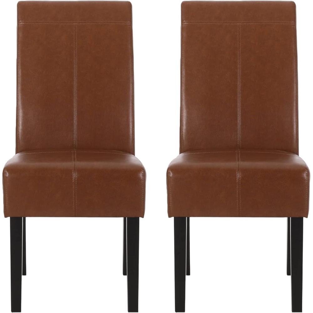 imageChristopher Knight Home Emilia Chocolate Brown Leather Dining Chairs Set of 2Cognac Brown Espresso