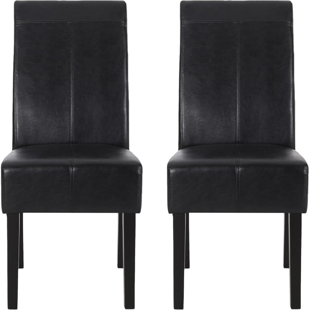 imageChristopher Knight Home Emilia Chocolate Brown Leather Dining Chairs Set of 2Midnight Black Espresso