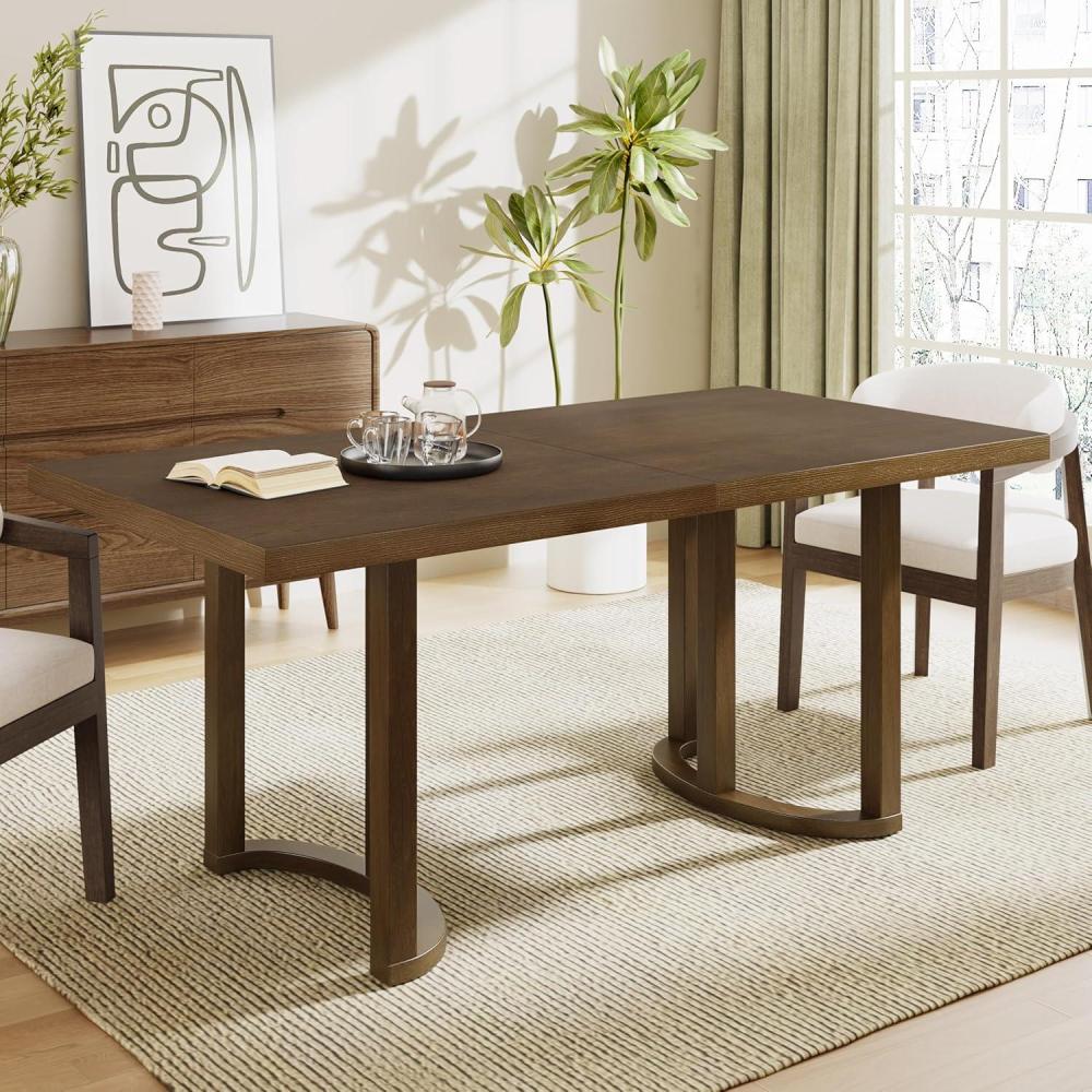 imageChristopher Knight Home Evat 69 Inch Dining Table for 6 People Modern Kitchen Table with UShaped Legs Wooden Rectangular Farmhouse Dinner Furniture for Dining Room Home Office Natural AshWalnut