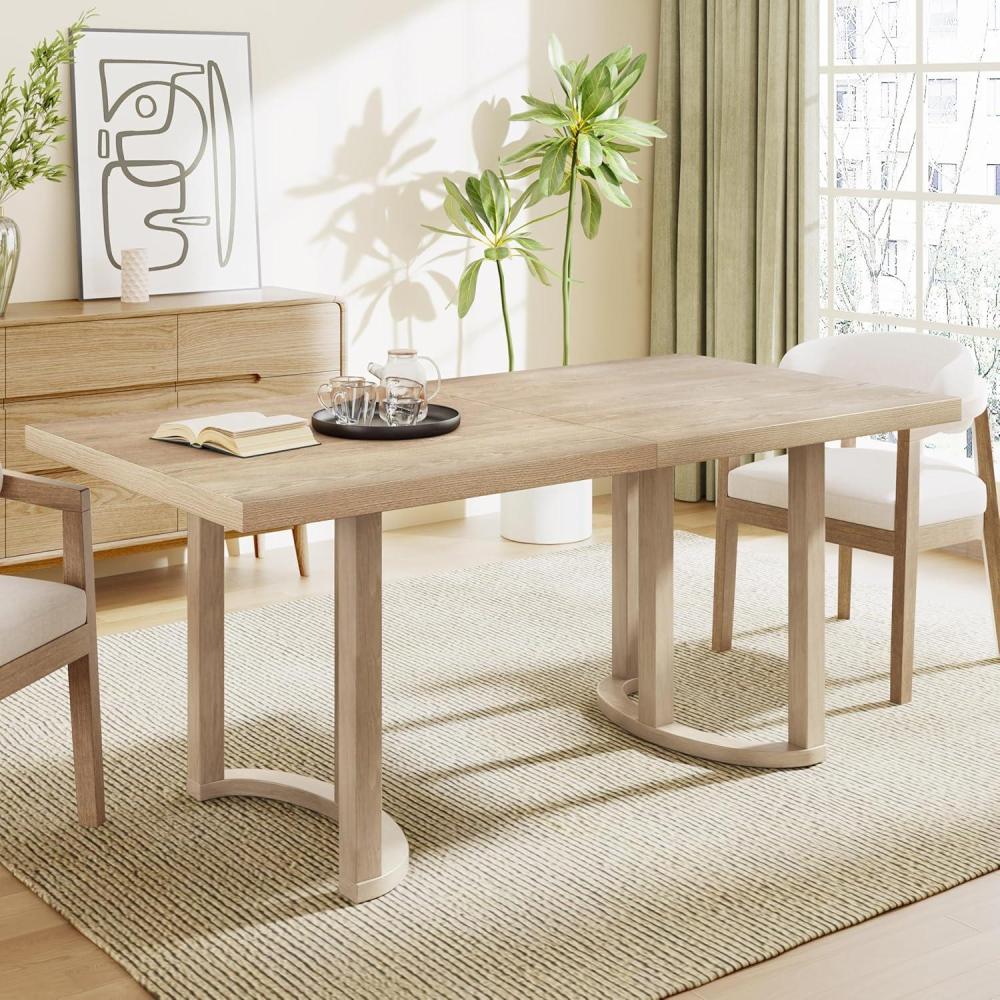 imageChristopher Knight Home Evat 69 Inch Dining Table for 6 People Modern Kitchen Table with UShaped Legs Wooden Rectangular Farmhouse Dinner Furniture for Dining Room Home Office Natural AshNatural Ash