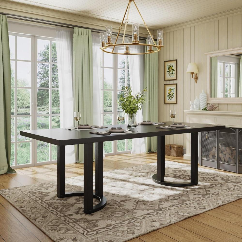 imageChristopher Knight Home Evat 95 Inch Dining Table for 68 People Modern Kitchen Table with UShaped Legs Large Wooden Rectangular Farmhouse Dinner Furniture for Dining Room Home OfficeNatural AshBlack