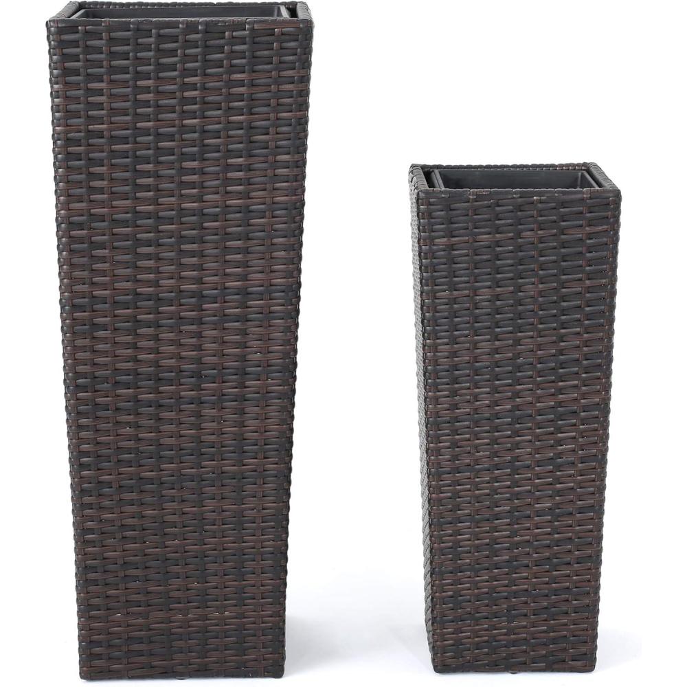 imageChristopher Knight Home Everest Outdoor Wicker Flower Pots 2Pcs Set MultibrownMultibrown