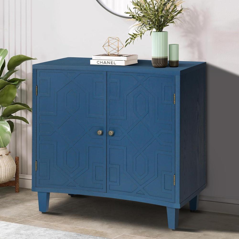 imageChristopher Knight Home Eyre Wooden Storage Accent Cabinet with 2Door Living Room Cupboard with Shelves Dining RoomKitchen Buffet Sideboard Entryway Display TableHome Office DecorationNavy BlueNavy Blue