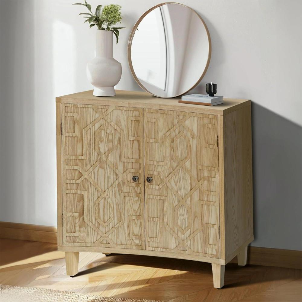 imageChristopher Knight Home Eyre Wooden Storage Accent Cabinet with 2Door Living Room Cupboard with Shelves Dining RoomKitchen Buffet Sideboard Entryway Display TableHome Office DecorationNavy BlueNatural