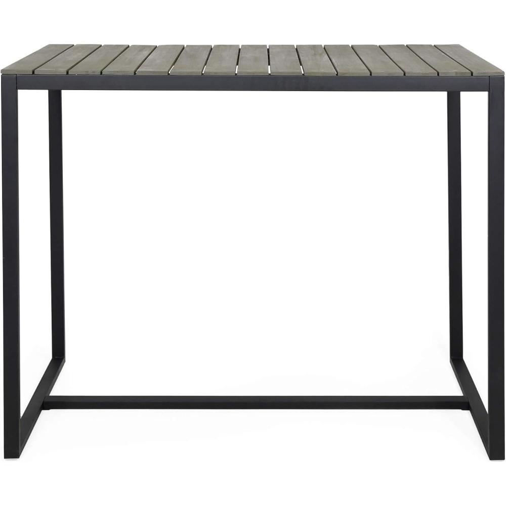 imageChristopher Knight Home Frieda Outdoor Modern Industrial Acacia Wood Bar Table Teak Finish BlackGray Finish Black