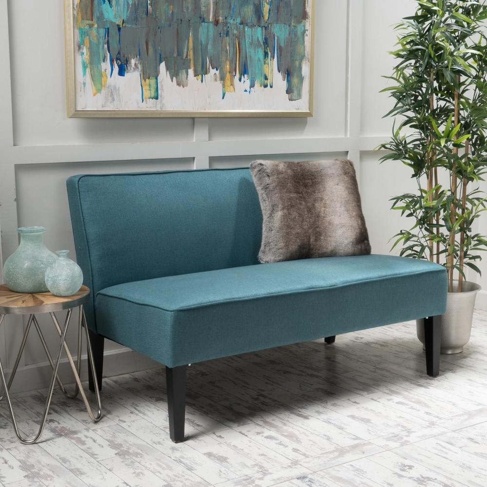 imageChristopher Knight Home GDFStudio Christopher Knight Home Dejon Modern Fabric Loveseat Dark Teal Matte Black