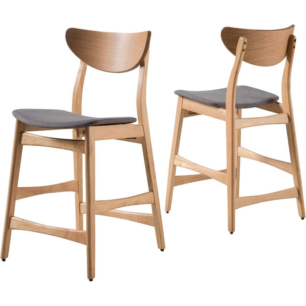 imageChristopher Knight Home Gavin Counter Chairs 2Pcs Set Dark Grey Oak Finish