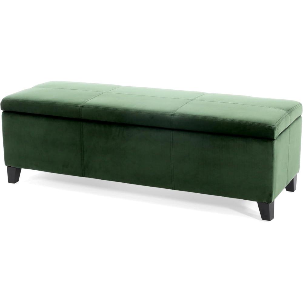 imageChristopher Knight Home Glouster Upholstered Storage Ottoman Bench Forest Green Velvet Matte BlackVelvet forest Green