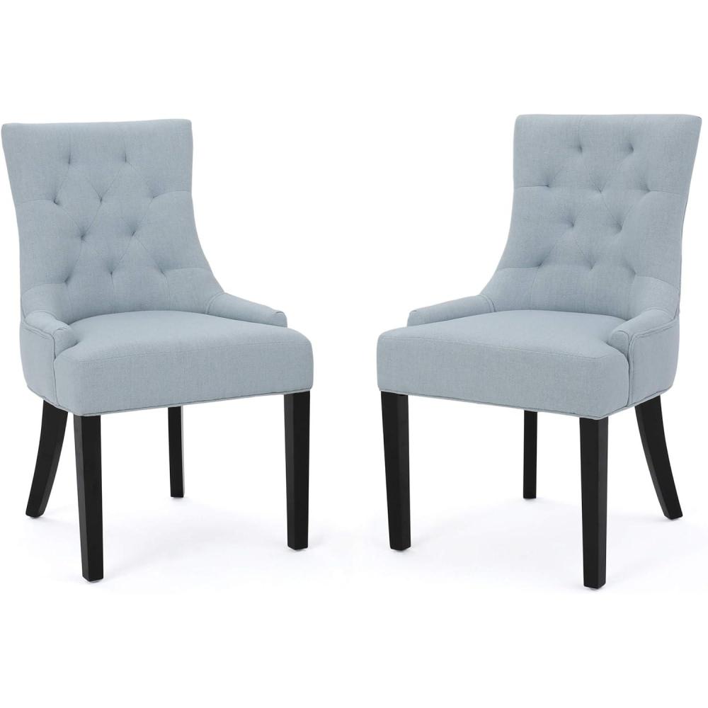 imageChristopher Knight Home Hayden Fabric Dining Chairs 2Pcs Set Wood Light Sky