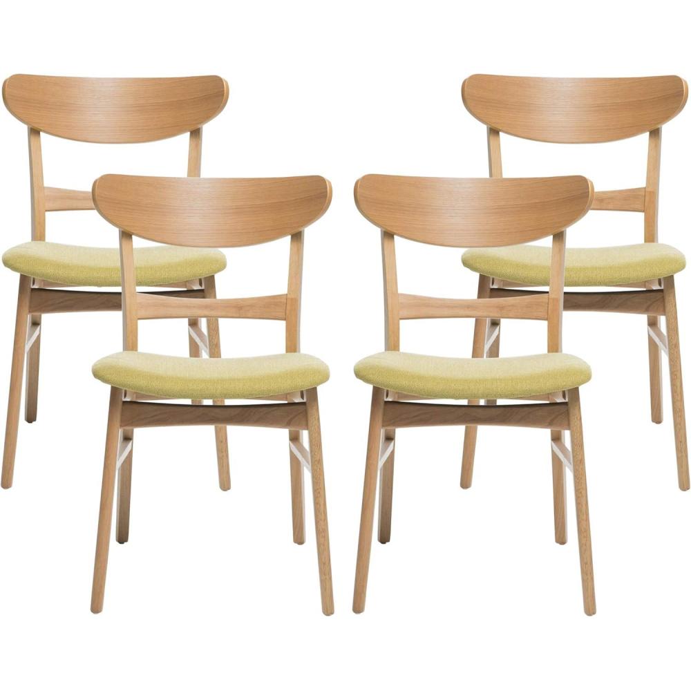 imageChristopher Knight Home Heather MidCentury Modern Dining Chairs Set of 4 Dark Gray and Natural OakGreen Tea Natural Oak