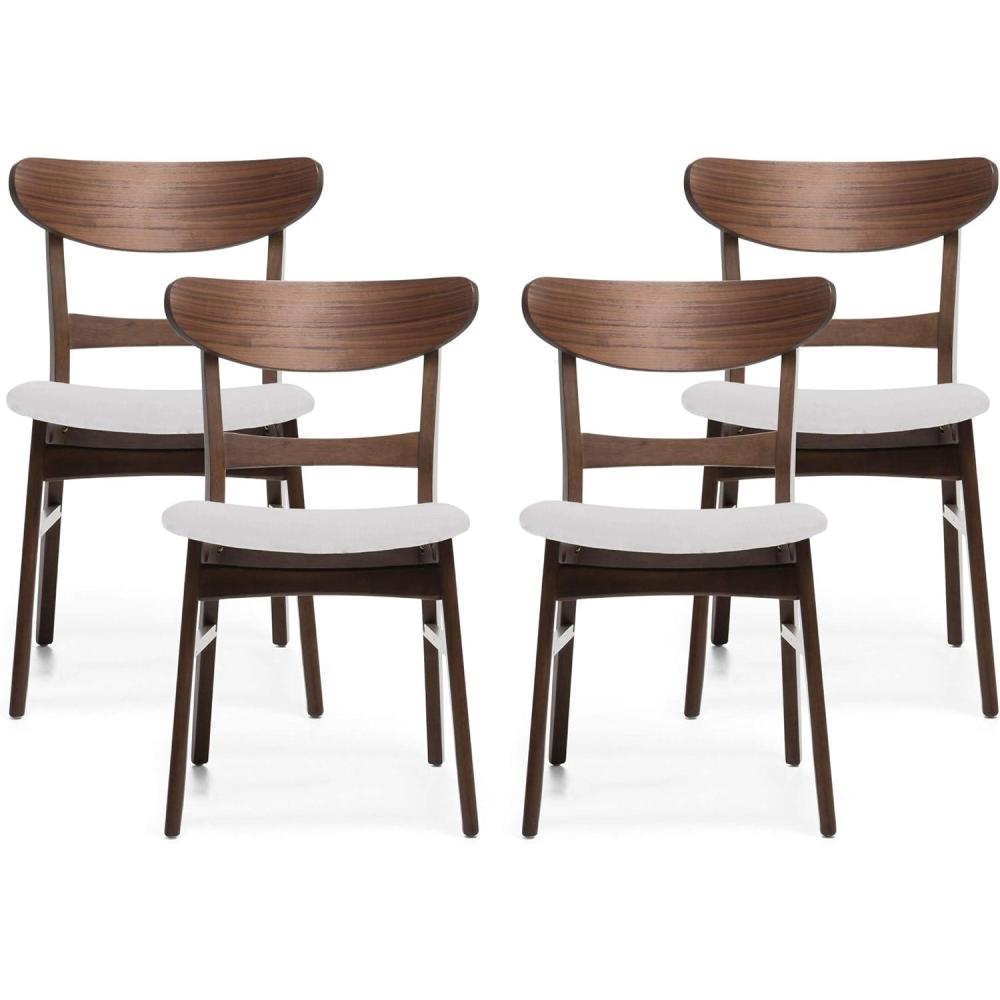 imageChristopher Knight Home Heather MidCentury Modern Dining Chairs Set of 4 Dark Gray and Natural OakLight Beige Walnut