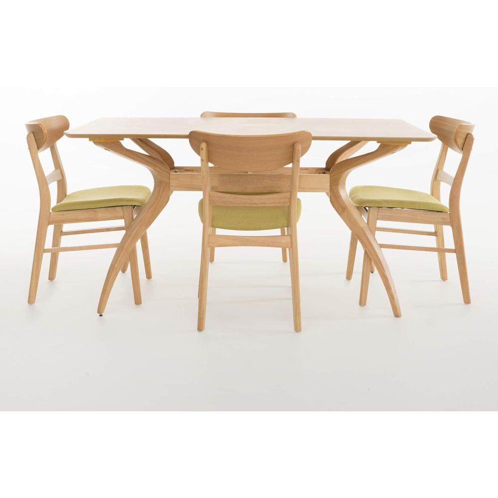 imageChristopher Knight Home Idalia Curved Leg Rectangular Dining Set 5Pcs Set Natural Walnut Light BeigeGreen Tea