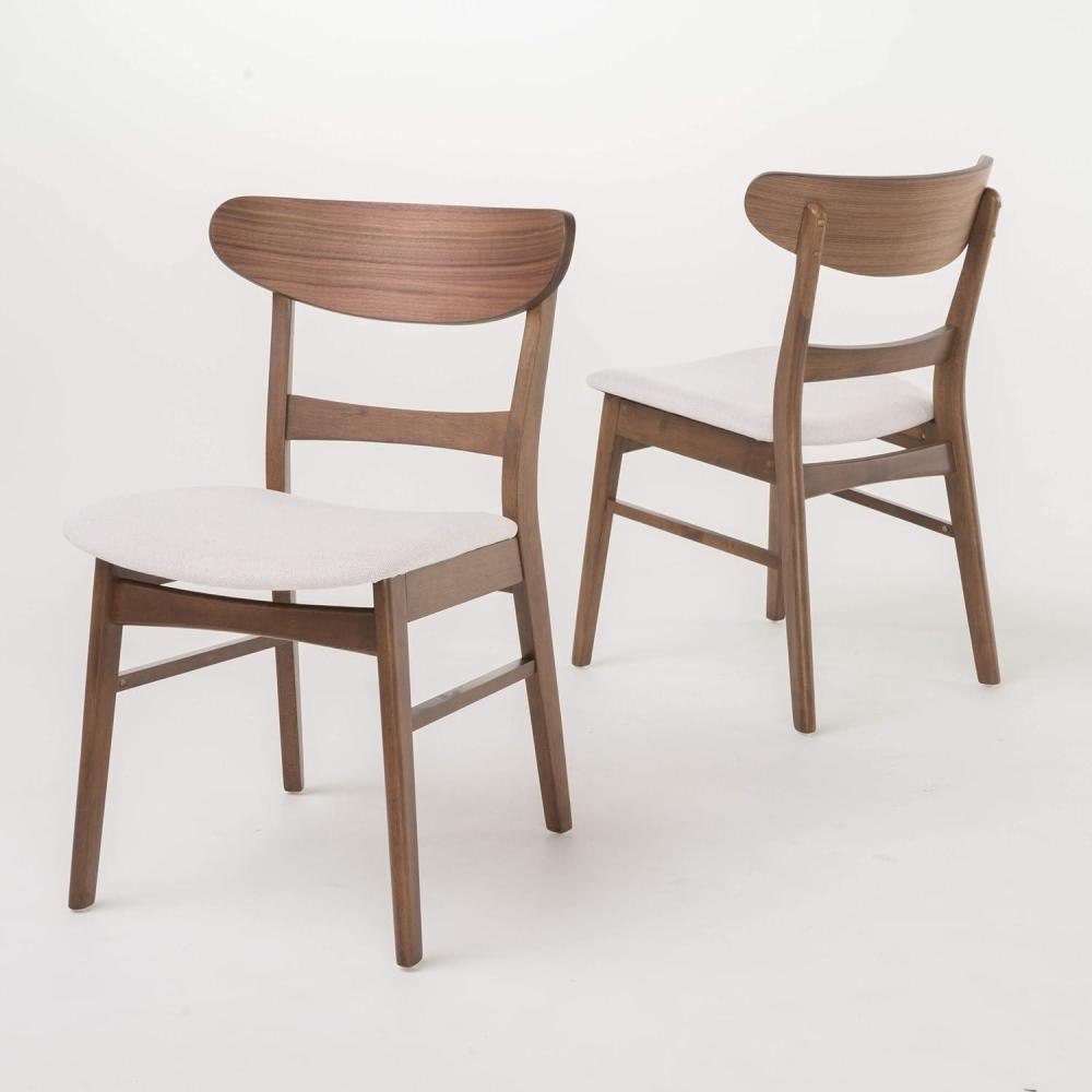 imageChristopher Knight Home Idalia Dining Chairs 2Pcs Set Dark Grey Oak FinishLight Beige