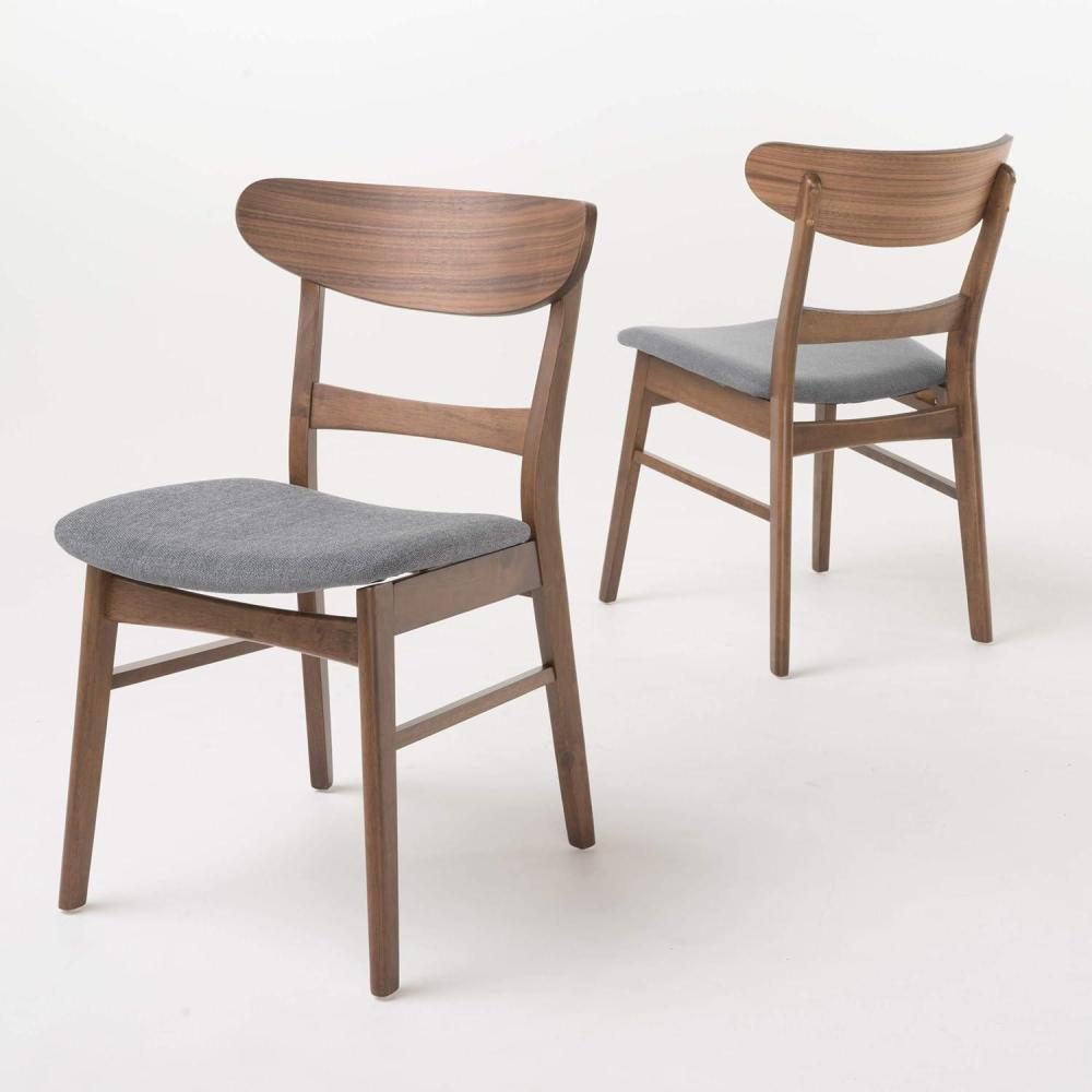 imageChristopher Knight Home Idalia Dining Chairs 2Pcs Set Dark Grey  Walnut Finish