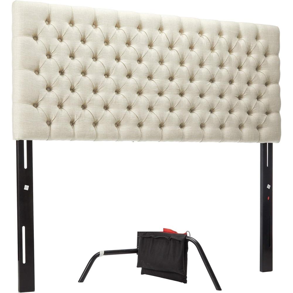 imageChristopher Knight Home Jezebel Headboard Fully Upholstered Queen Full IvoryBeige