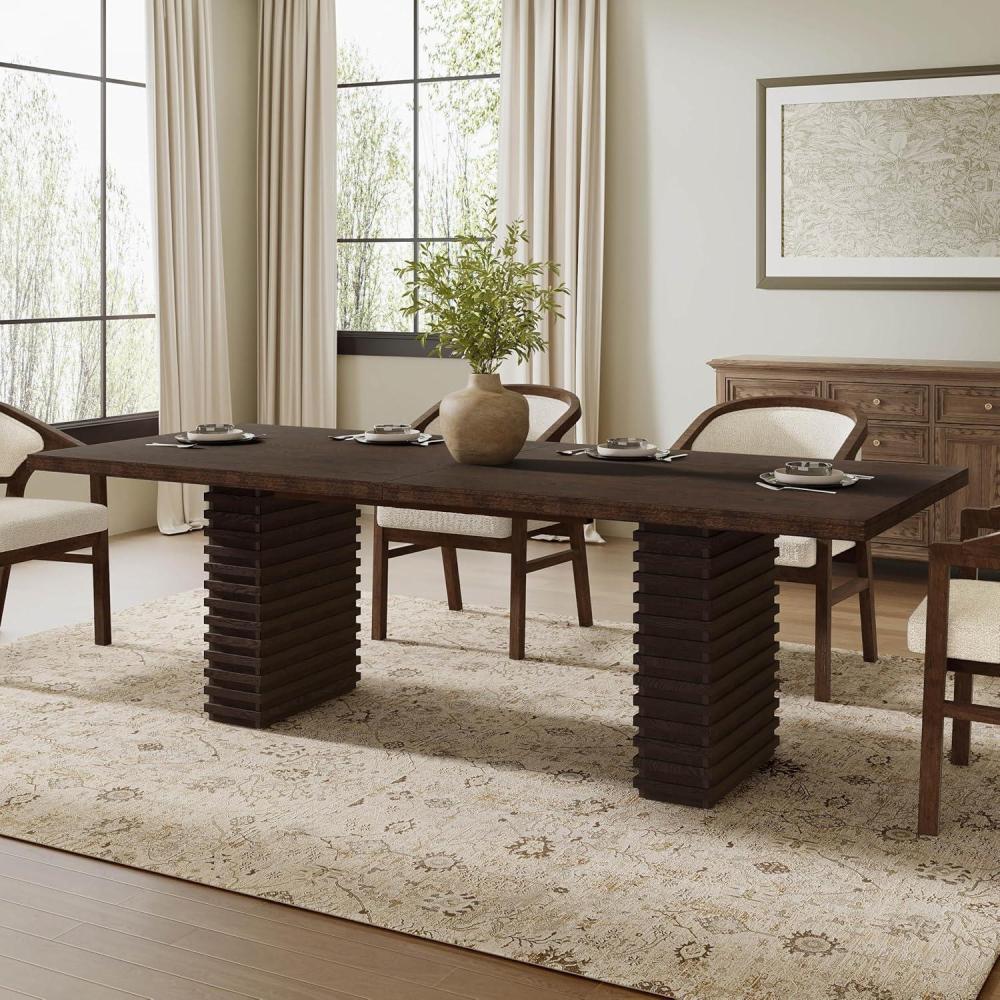 imageChristopher Knight Home Kaiya Modern Minimalist Wood Dining Table for 610 People Rectangular Dining Room Table Pedestal Kitchen Table Ideal for RestaurantFamily Gatherings Natural AshDark Brown