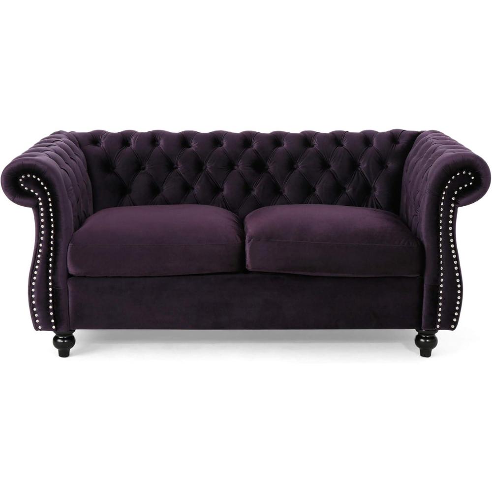 imageChristopher Knight Home Karen Traditional Chesterfield Loveseat Sofa Emerald and Dark Brown 6175 x 3375 x 2775Blackberry