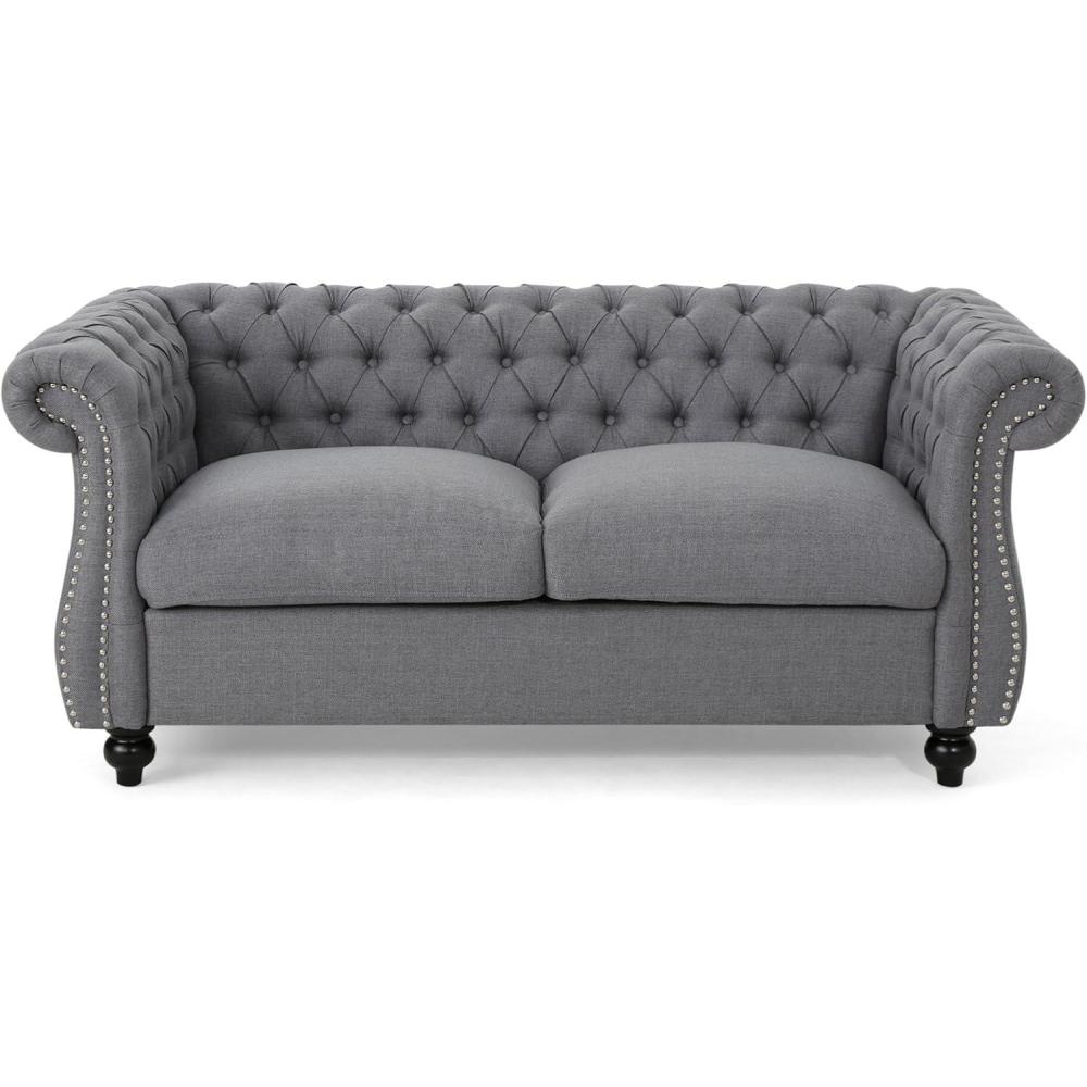 imageChristopher Knight Home Karen Traditional Chesterfield Loveseat Sofa Emerald and Dark Brown 6175 x 3375 x 2775Grey