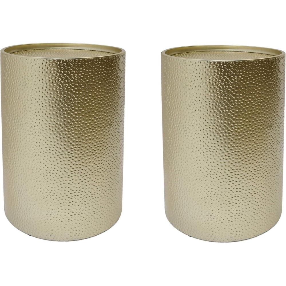 imageChristopher Knight Home Kaylee Modern Round Hammered Iron Accent Table 2 Pack GoldGold set of 2