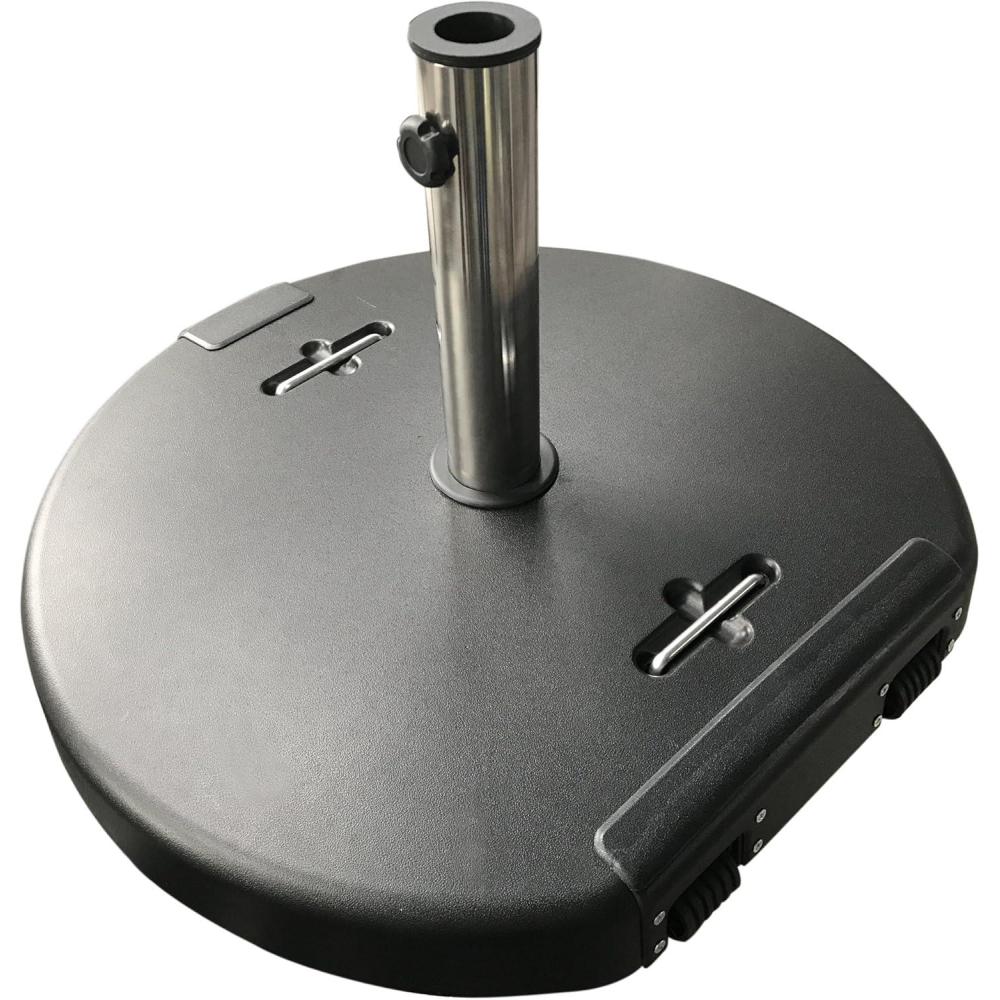 imageChristopher Knight Home Kelly Outdoor 132lb Concrete Circular Umbrella Base with Stainless Steel Collar Black
