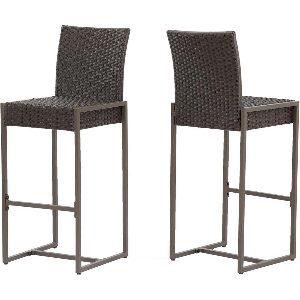 imageChristopher Knight Home Kelly Outdoor Wicker 30 Inch Barstool Set of 2 Dark Brown