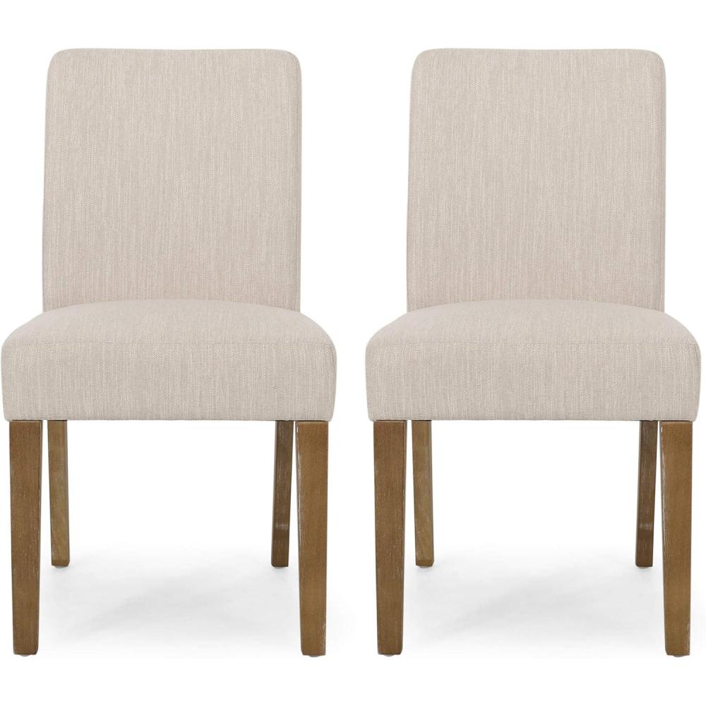 imageChristopher Knight Home Kuna Contemporary Upholstered Dining Chair Set of 2 Beige Weathered BrownBeige Weathered Brown