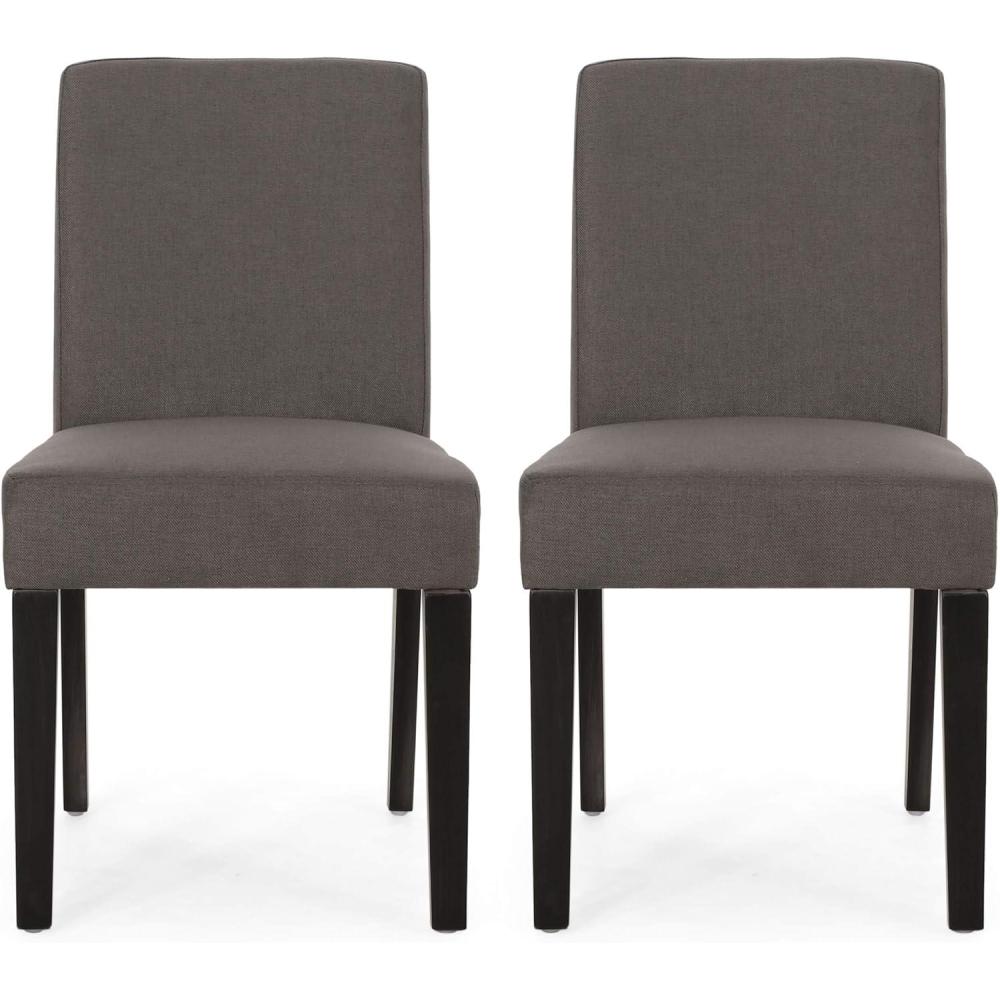 imageChristopher Knight Home Kuna Contemporary Upholstered Dining Chair Set of 2 Beige Weathered BrownDark Gray Espresso