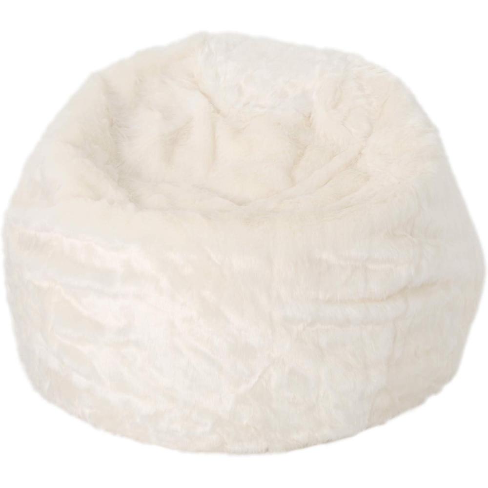 imageChristopher Knight Home Laraine Furry Glam White Faux Fur 3 Ft Bean Bag Small