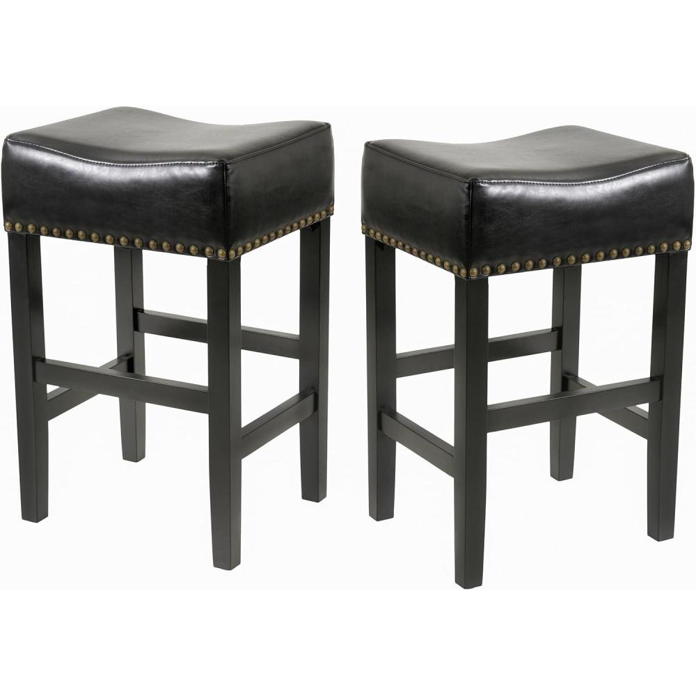 imageChristopher Knight Home Lennox Backless Leather Counter Stool Black Set of 2Black