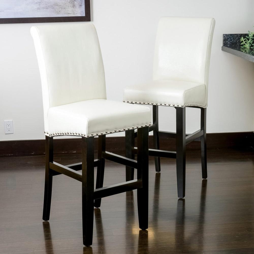 imageChristopher Knight Home Lennox Backless Leather Counter Stool Black Set of 2White