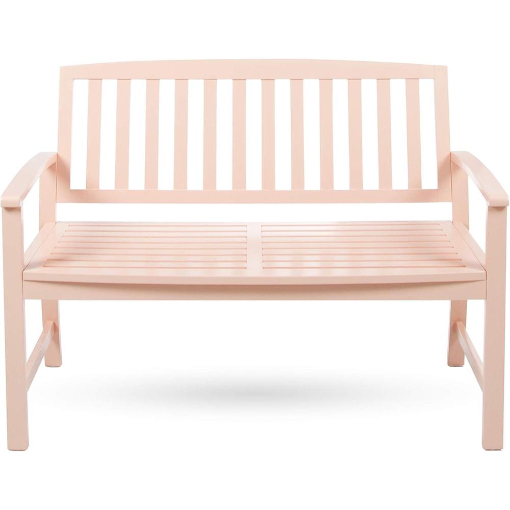 imageChristopher Knight Home Loja Outdoor Acacia Wood Bench Pu WhiteCoral Finished