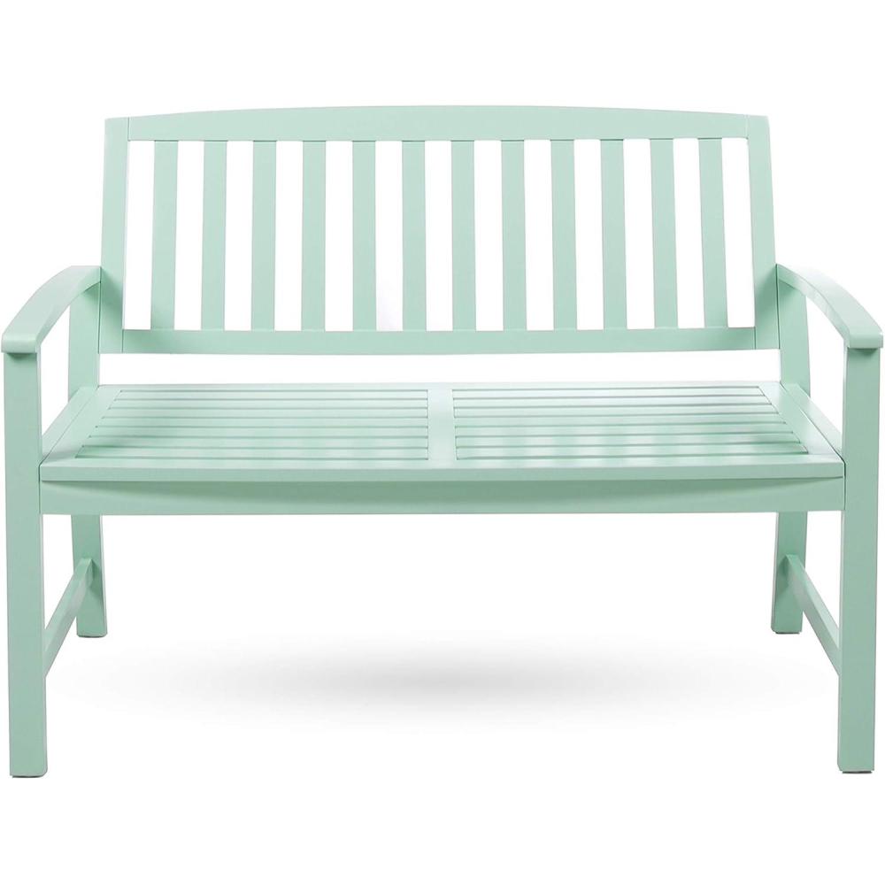 imageChristopher Knight Home Loja Outdoor Acacia Wood Bench Pu WhiteLight Mint