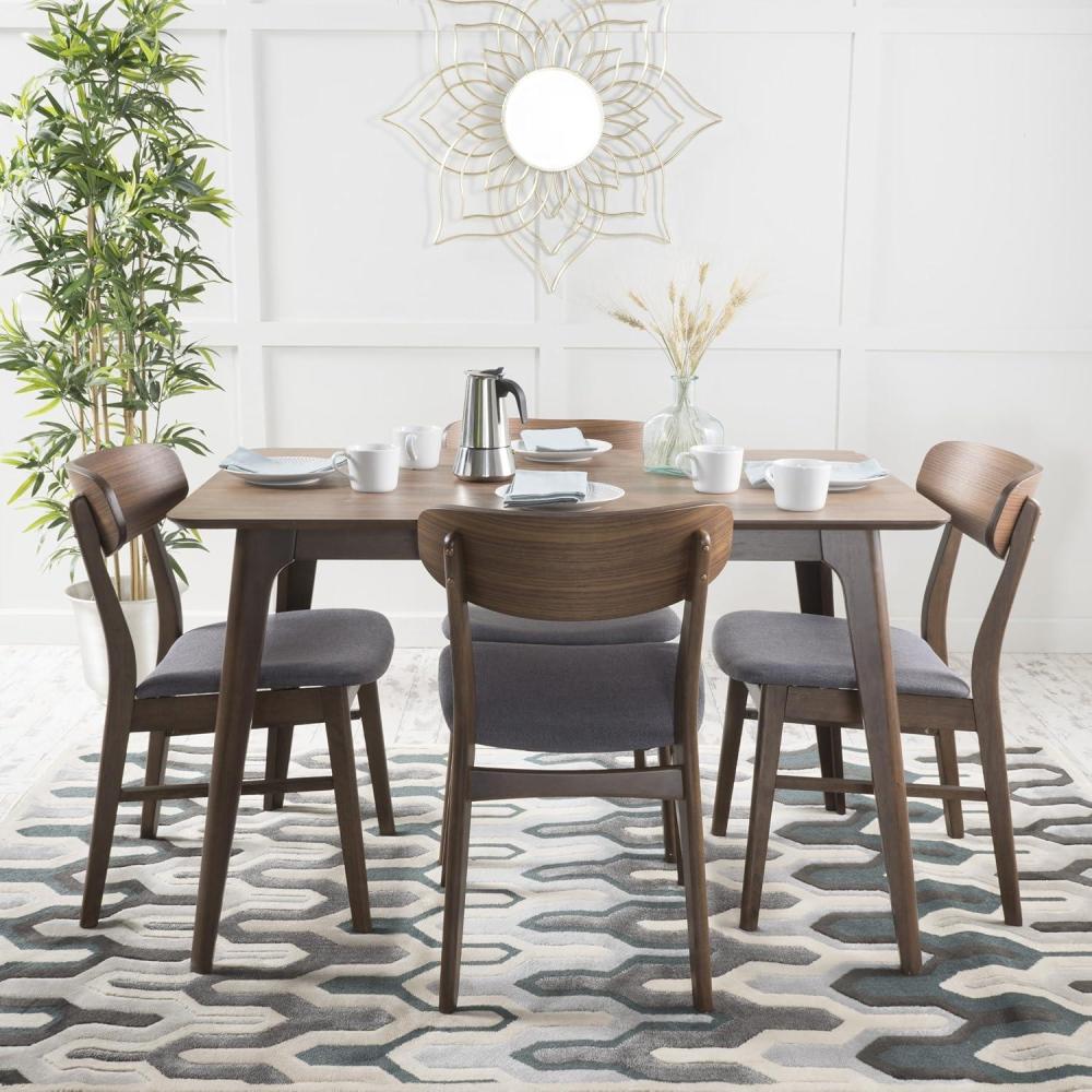 imageChristopher Knight Home Lucious 50quot Rectangular Dining Set 5Pcs Set Natural Walnut Dark Grey