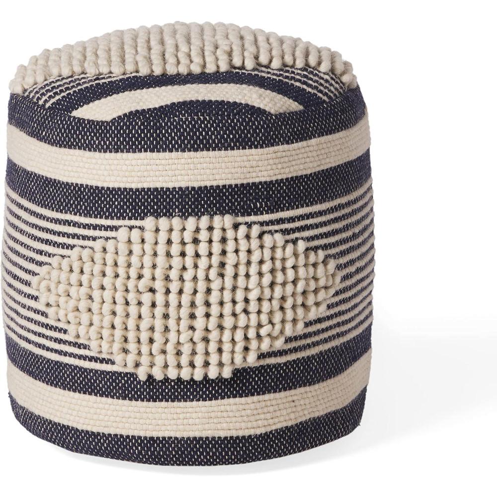 imageChristopher Knight Home Lucknow Pouf White Teal SmallWhite Denim Blue