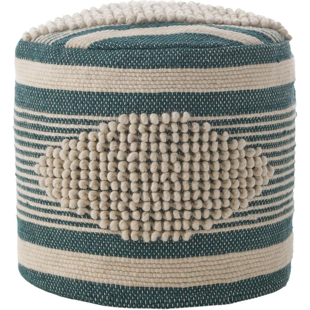 imageChristopher Knight Home Lucknow Pouf White  Teal SmallWhite  Teal