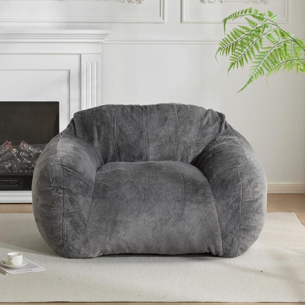 imageChristopher Knight Home Masew Bean Bag Chair Faux Fur Bean Bag Chairs for Adults and Kids Comfy Reading Chair Lounge Sofa with Armrest Memory Foam Bean Bag Chair for Living Room Bedroom GrayGrey