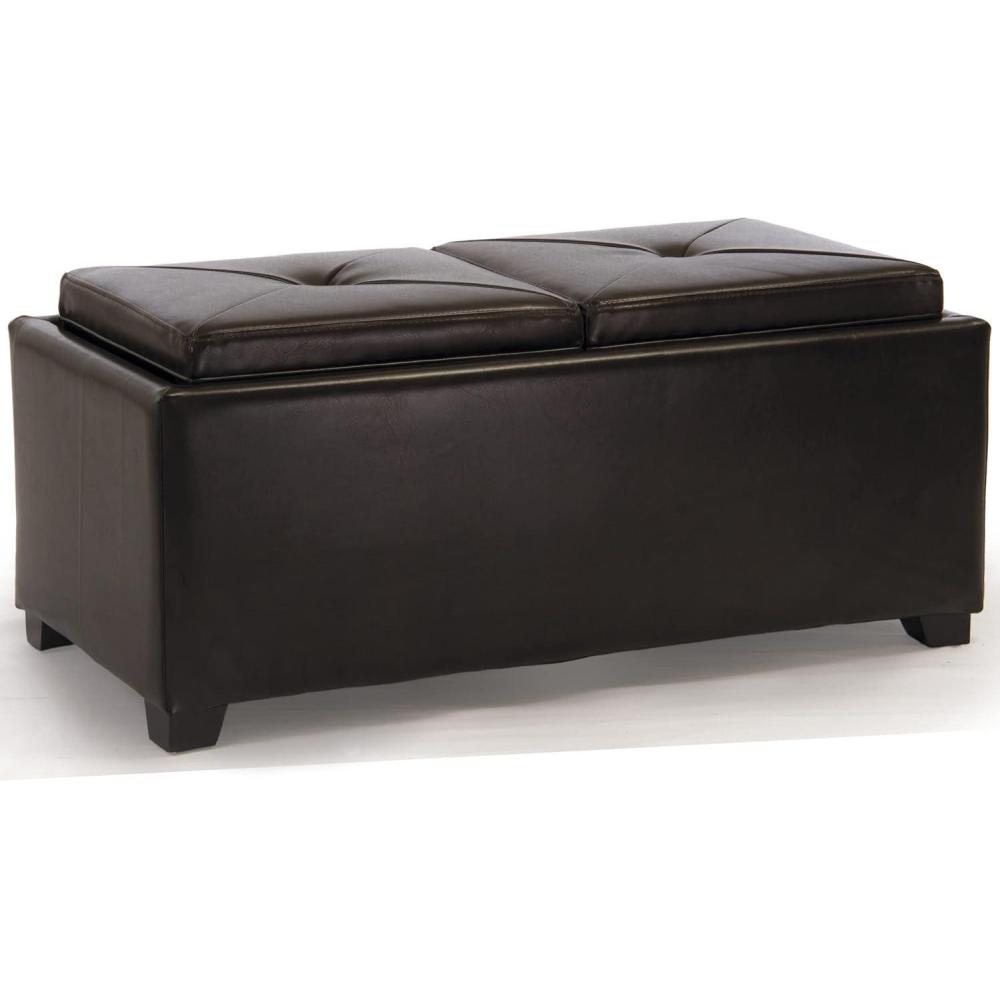 imageChristopher Knight Home Maxwell Bonded Leather Double Tray Ottoman Brown 38 x 19x 17inches