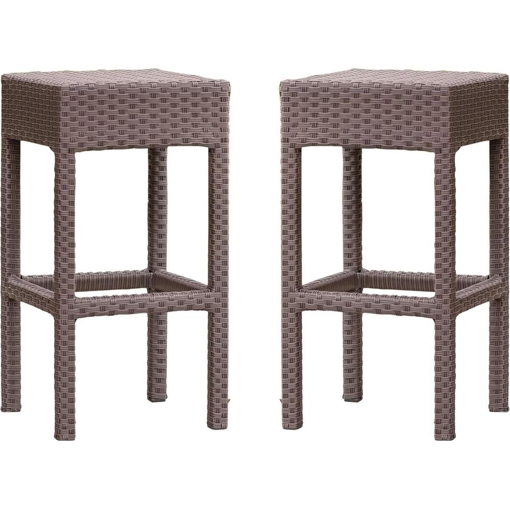 imageChristopher Knight Home Milton Outdoor Wicker Backless Bar Stools 2Pcs Set Dark Brown