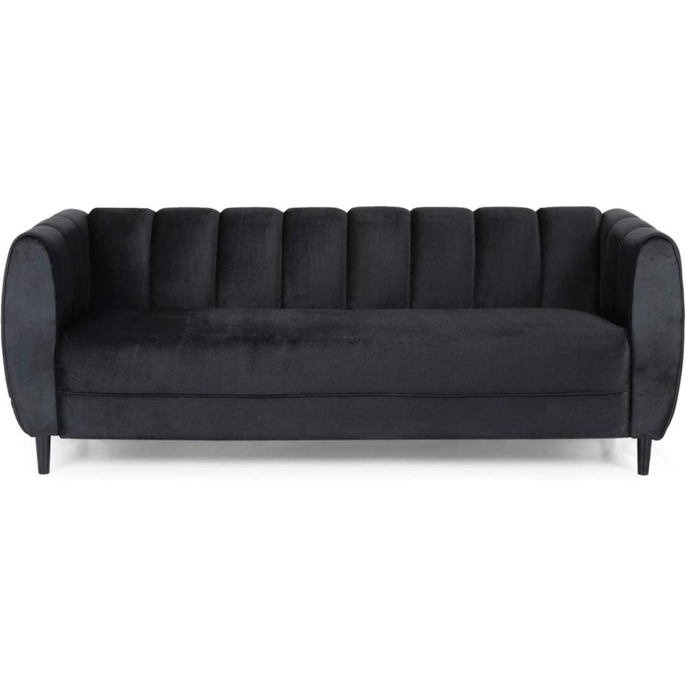 imageChristopher Knight Home Miranda Velvet 3 Seater Sofa Black Dark BrownBlack  Dark Brown