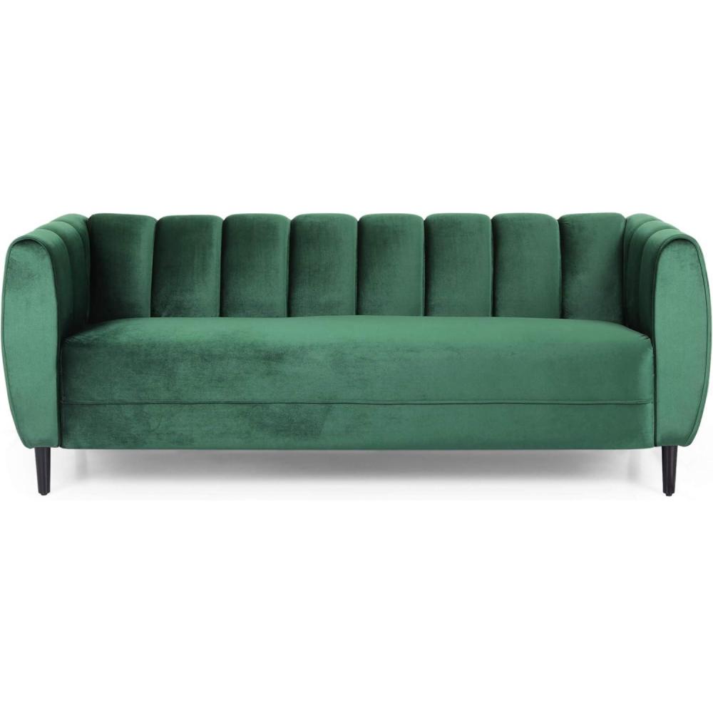 imageChristopher Knight Home Miranda Velvet 3 Seater Sofa Black Dark BrownEmerald  Dark Brown