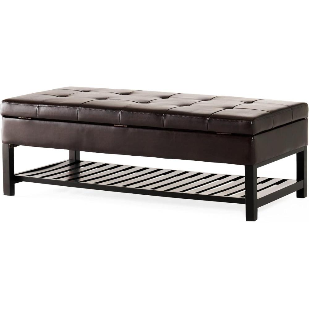 imageChristopher Knight Home Miriam Ottoman with Storage and Bottom Rack Espresso