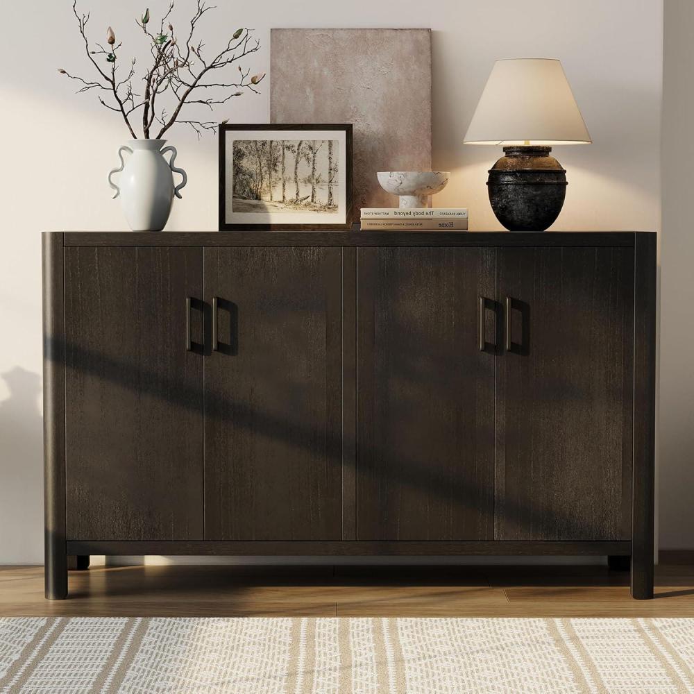 imageChristopher Knight Home Mirod Farmhouse Wooden Sideboard Cabinet Large Sideboard Buffet Cabinet Living Room Storage Cabinet with Shelves Home Office Credenza Display Table for Entryway BlackBlack