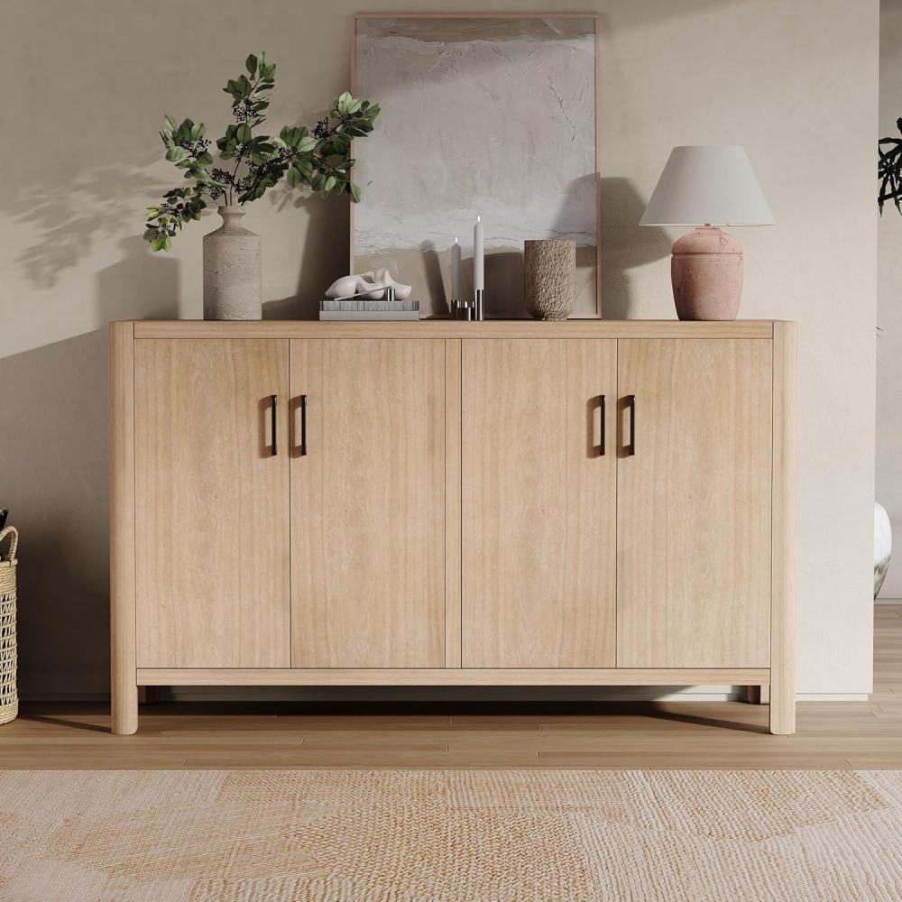 imageChristopher Knight Home Mirod Farmhouse Wooden Sideboard Cabinet Large Sideboard Buffet Cabinet Living Room Storage Cabinet with Shelves Home Office Credenza Display Table for Entryway BlackNatural