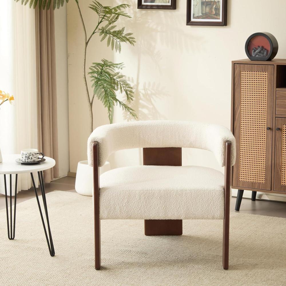 imageChristopher Knight Home Nettie Modern Accent Chair for Living Room Boucle Fabric Single Lounge Sofa Chair with Wooden Frame Comfy Reading Chair for Bedroom Lounge Armchair with Cushion Dark BeigeBeige