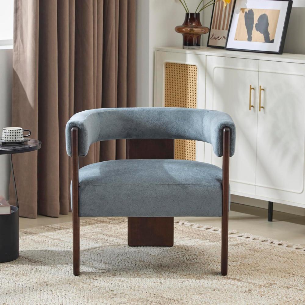 imageChristopher Knight Home Nettie Modern Accent Chair for Living Room Velvet Fabric Single Lounge Sofa Chair with Wooden Frame Comfy Reading Chair for Bedroom Lounge Armchair with Cushion Dark BrownDusky Blue
