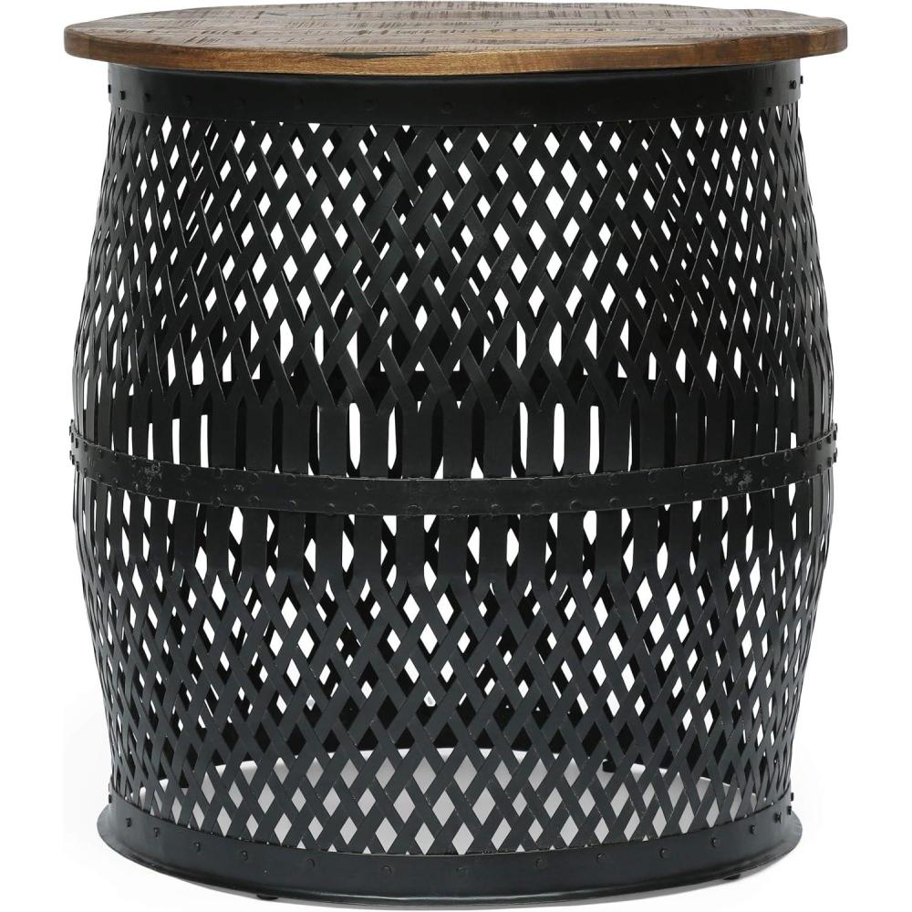 imageChristopher Knight Home Niver Handcrafted Lace Cut Side Table  Mango Wood and Iron  NaturalBlack