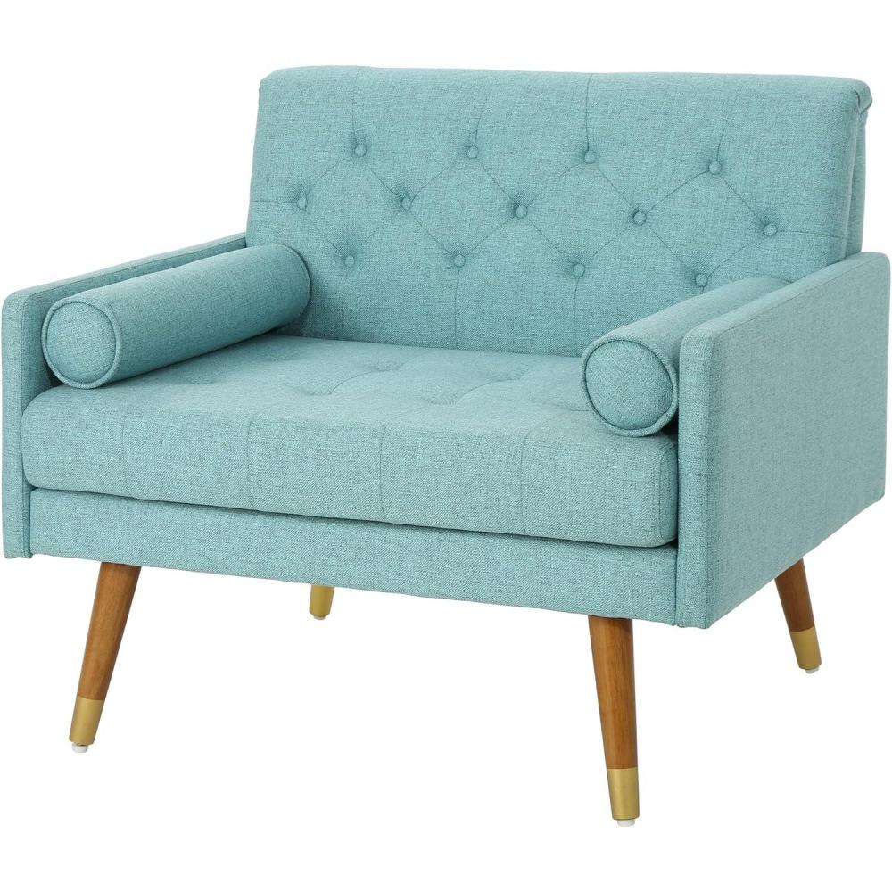 imageChristopher Knight Home Nour Fabric MidCentury Modern Club Chair Blue NaturalBlue Natural