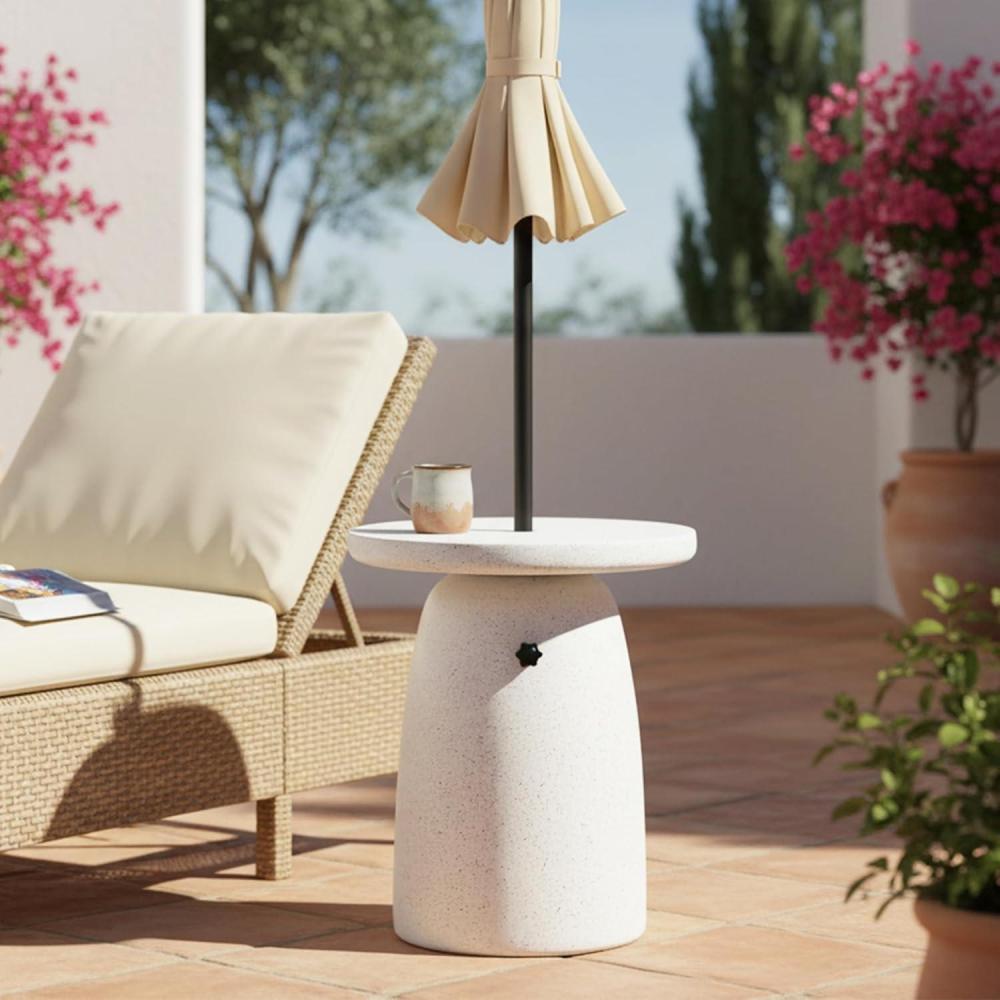 imageChristopher Knight Home Ogla 2025 MGO Outdoor Patio Side Table Umbrella Base Heavy Duty Patio Umbrella Stand Outdoor Base with HandTurn Tightening Knob Small Patio Coffee Table White MarbleWhite Marble22